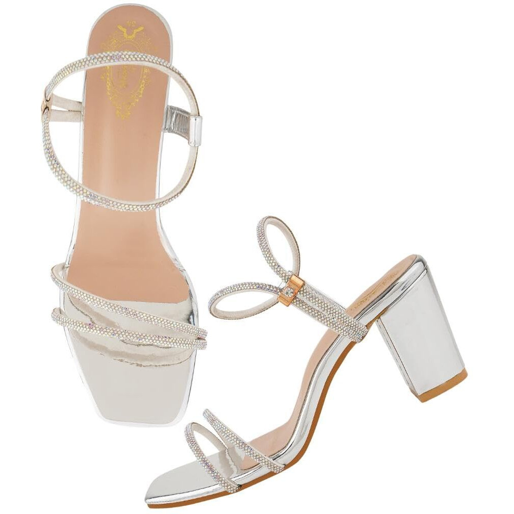 Shoetopia Women's Girls-Heel-1246 Heeled Sandal-6 Kids Uk (Girls-Heel-1246-Silver)-Eu39