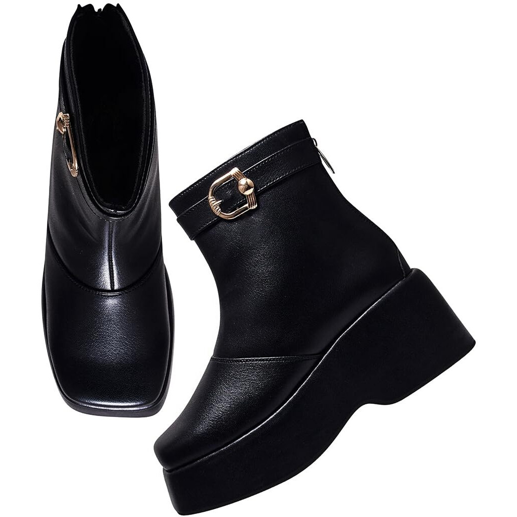 Shoetopia Ankle Length Black Boots For Women /Eu38