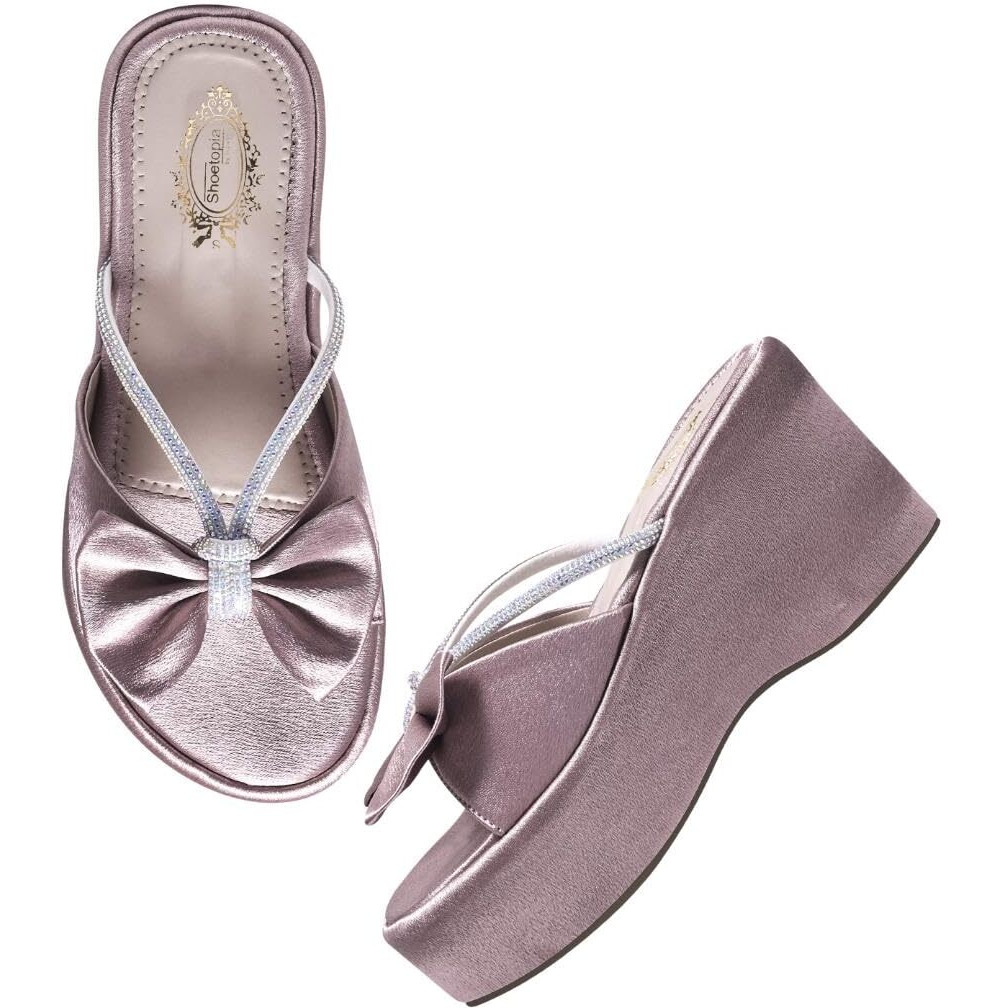 Shoetopia Embellished Mauve Platfrom Heels For Women & Girls /Eu41