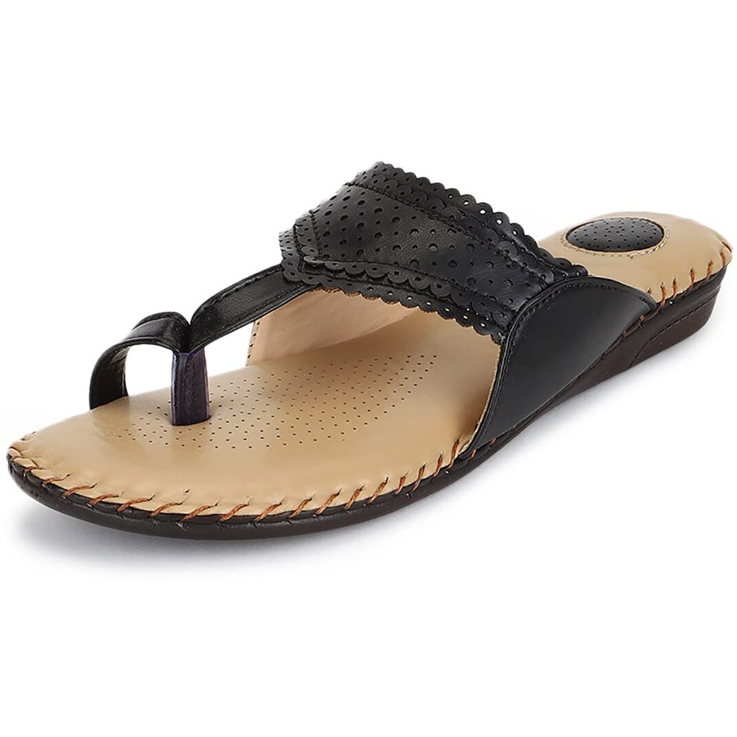 Ortho Joy Doctor Slippers | Soft Fancy Footwear For Women | Comfortable Black Chappal For Women