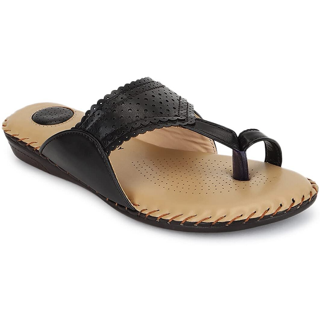 Ortho Joy Doctor Slippers | Soft Fancy Footwear For Women | Comfortable Black Chappal For Women