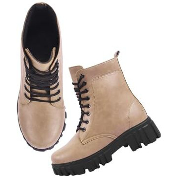 Shoetopia Smart Casual Mid Top Tan Boots For Women & Girls /Eu37