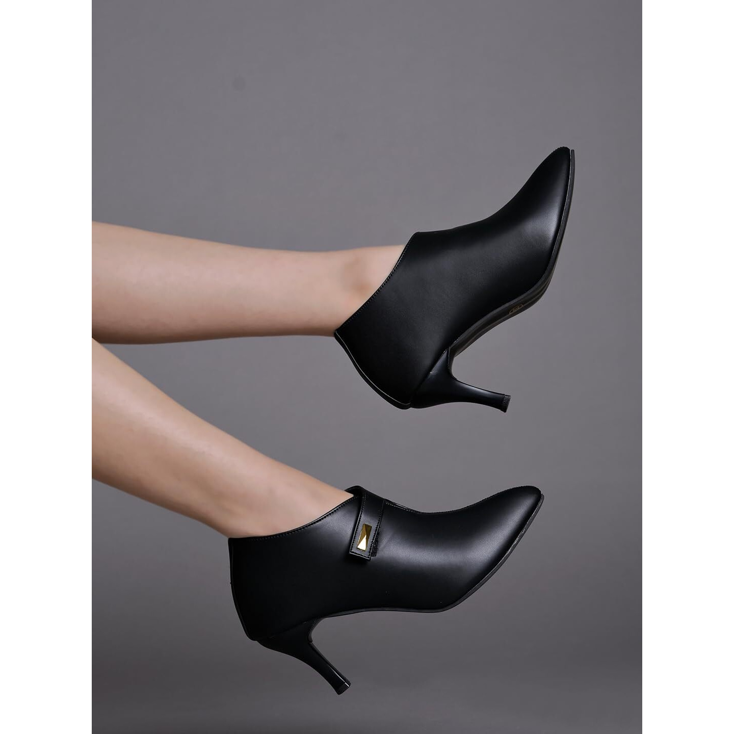 Shoetopia Women's Black Pointed Toe Heeled Bellies  Elegant Slip-On Pumps With Strap Detail | Office Shoes Eu36