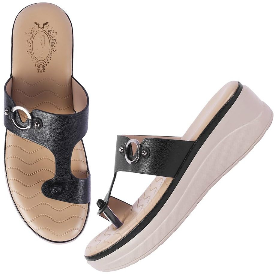 Shoetopia Women's S-2077 Heeled Sandal-5 Kids Uk (S-2077-Black)-Eu38