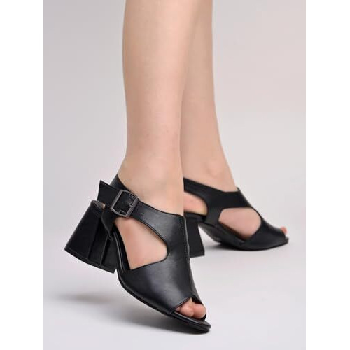 Shoetopia Solid Pointed Toe Black Pumps For Women & Girls /Eu40