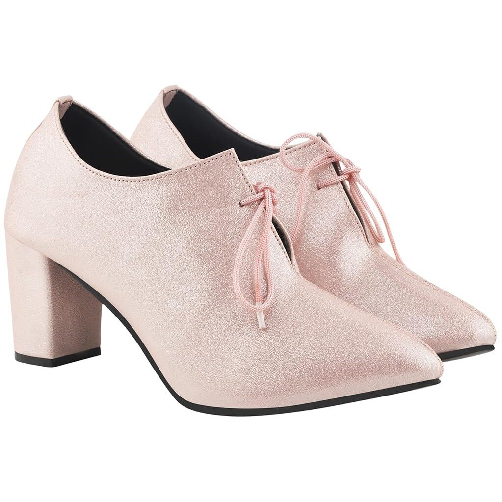 Shoetopia Solid Pointed Toe Peach Pumps For Women & Girls /Eu37