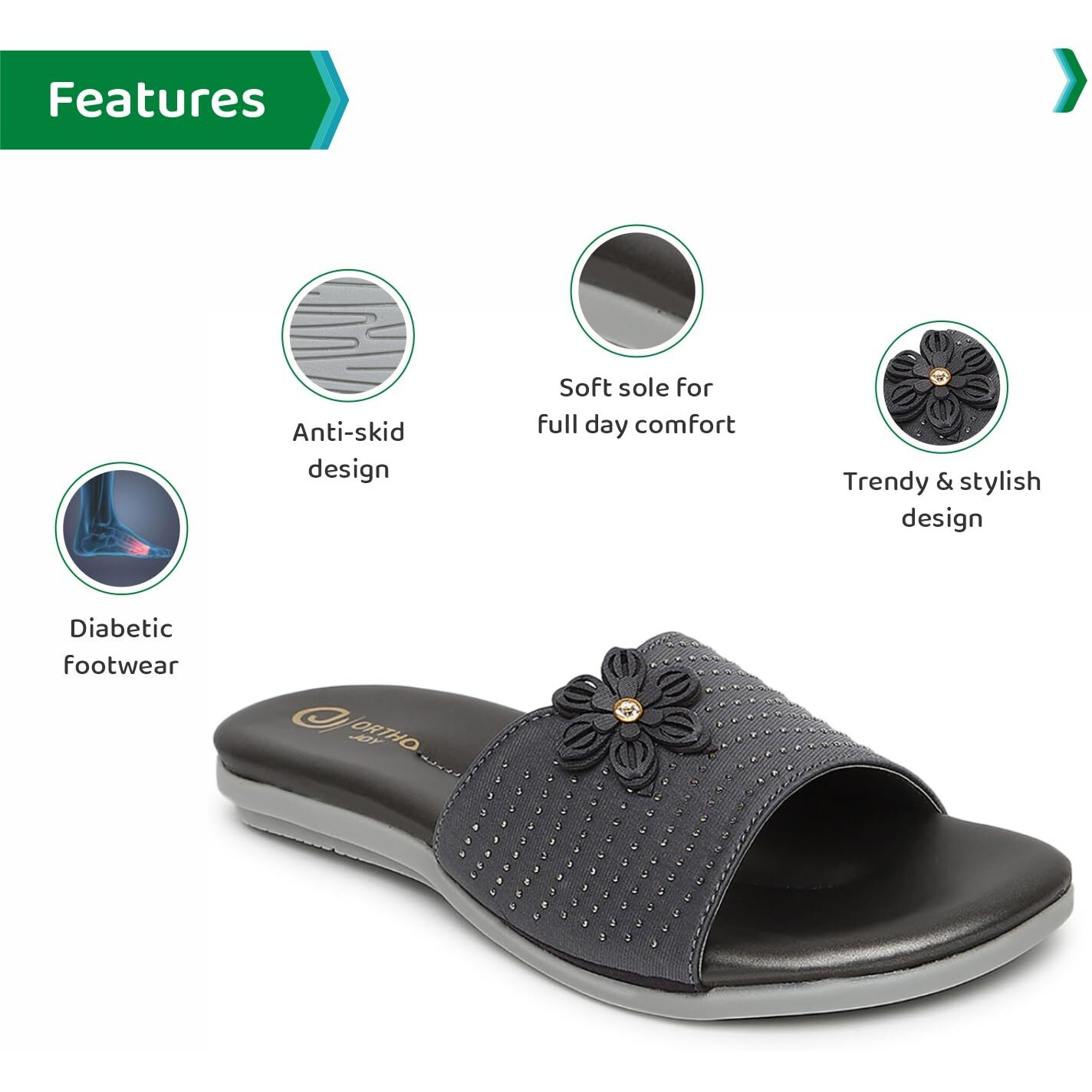 Ortho Joy Fancy Doctor Slipper For Women | Stylish Comfortable Footwear For Women