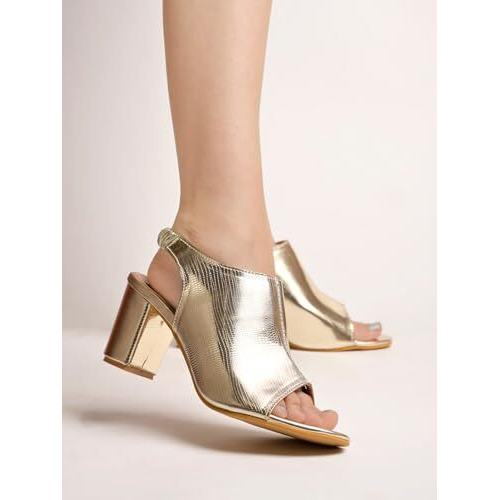 Shoetopia Girls Heel-1527 Golden Heeled Sandal - 6 Uk (Girls-Heel-1527-Golden)