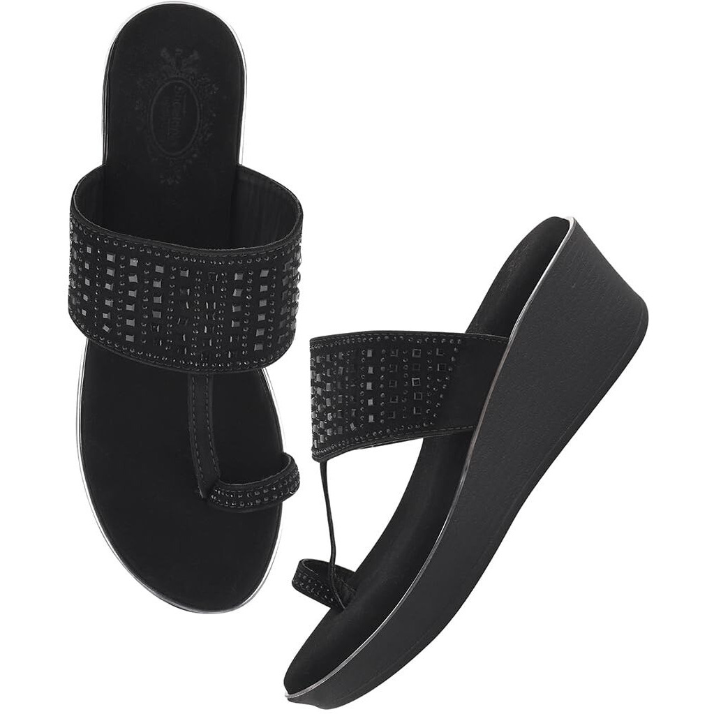 Shoetopia Black Kolhapuri For Women /Eu41