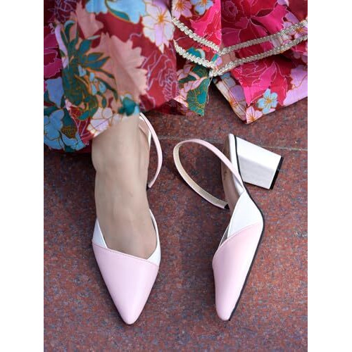 Shoetopia Smart Casual Glossy Upper Detailed Pink Pumps For Women & Girls /Eu40