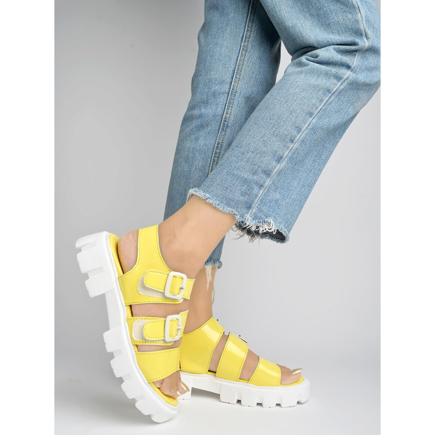 Shoetopia Smart Casual Yellow Sandals For Women & Girls /Uk3
