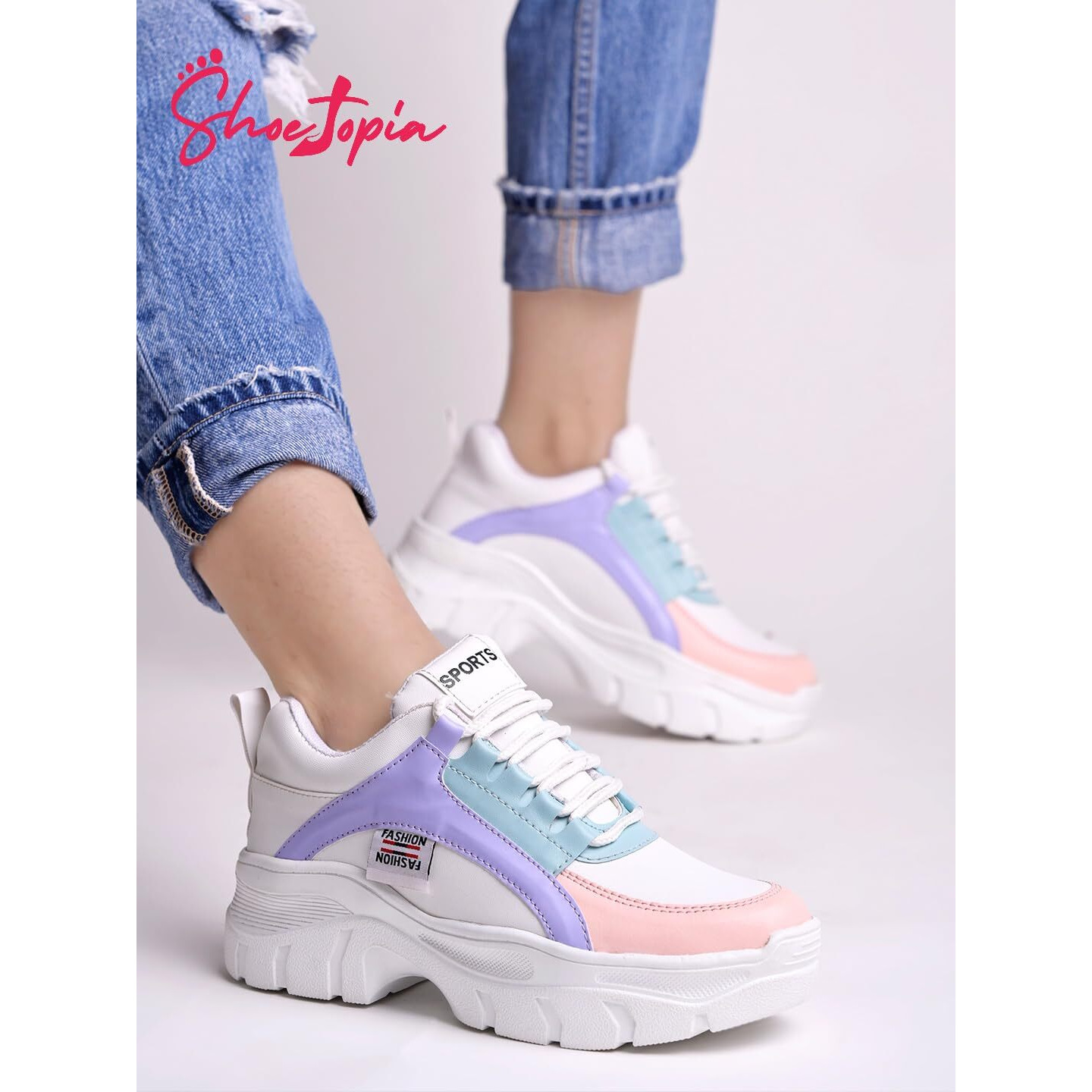 Shoetopia Smart Casual White Sneakers For Girls-Eu40