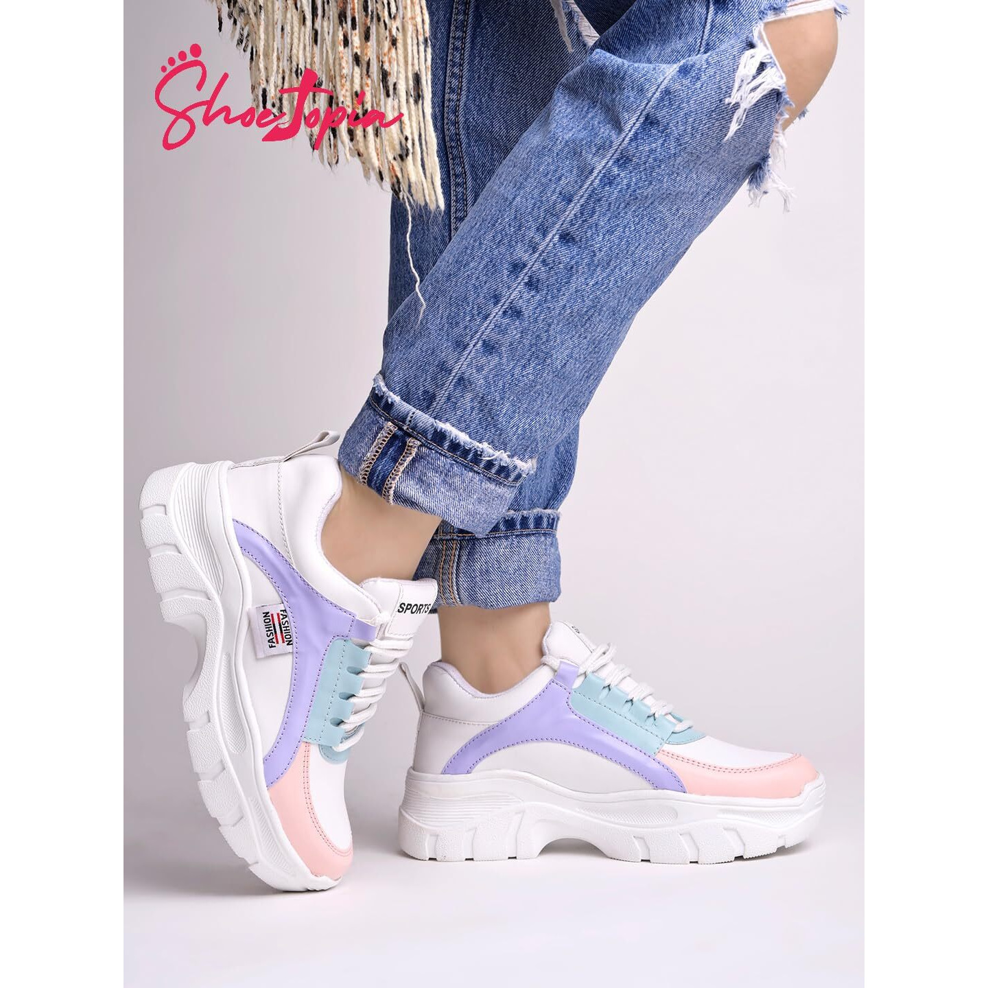 Shoetopia Smart Casual White Sneakers For Girls-Eu40