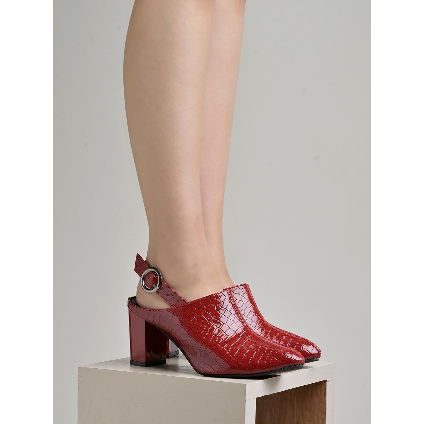 Shoetopia Croco Print Stylish Pointed Toe Cherry Pumps For Women & Girls-Eu40