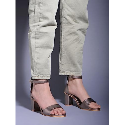 Shoetopia Girls Heel-1313 Grey Heeled Sandal - 5 Uk (Girls-Heel-1313-Grey)