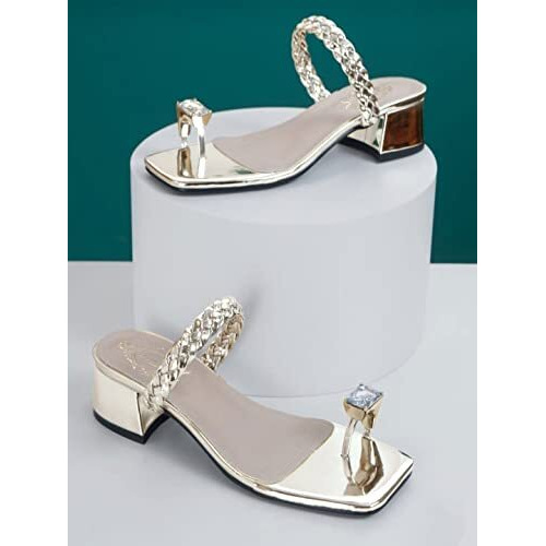 Shoetopia Girls Heel-304 Golden Heeled Sandal - 6 Uk (Girls-Heel-304-Golden)