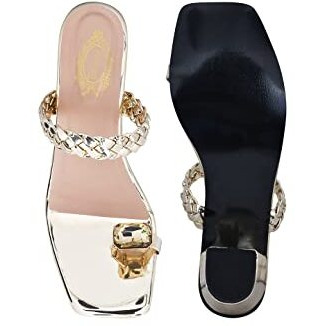 Shoetopia Girls Heel-304 Golden Heeled Sandal - 6 Uk (Girls-Heel-304-Golden)