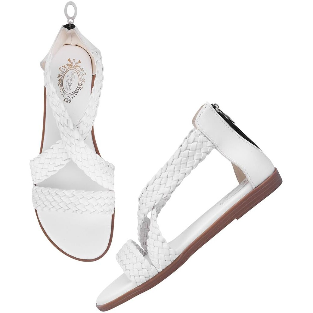 Shoetopia Women's Flat Sandal-7 Kids Uk (Girls-Crv-White)-Eu40