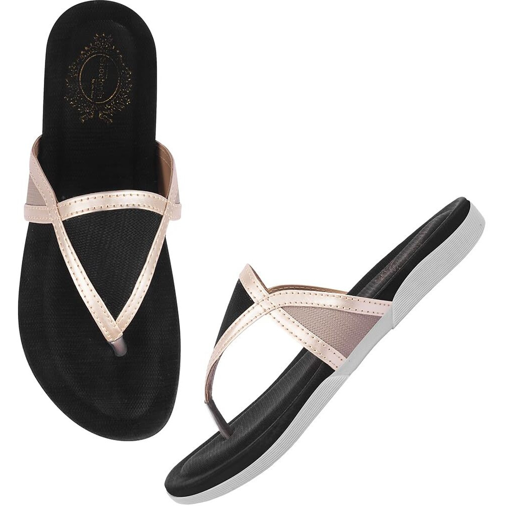 Shoetopia Women's Flat-3232 Flat Sandal-6 Kids Uk (Flat-3232-Black)-Eu39