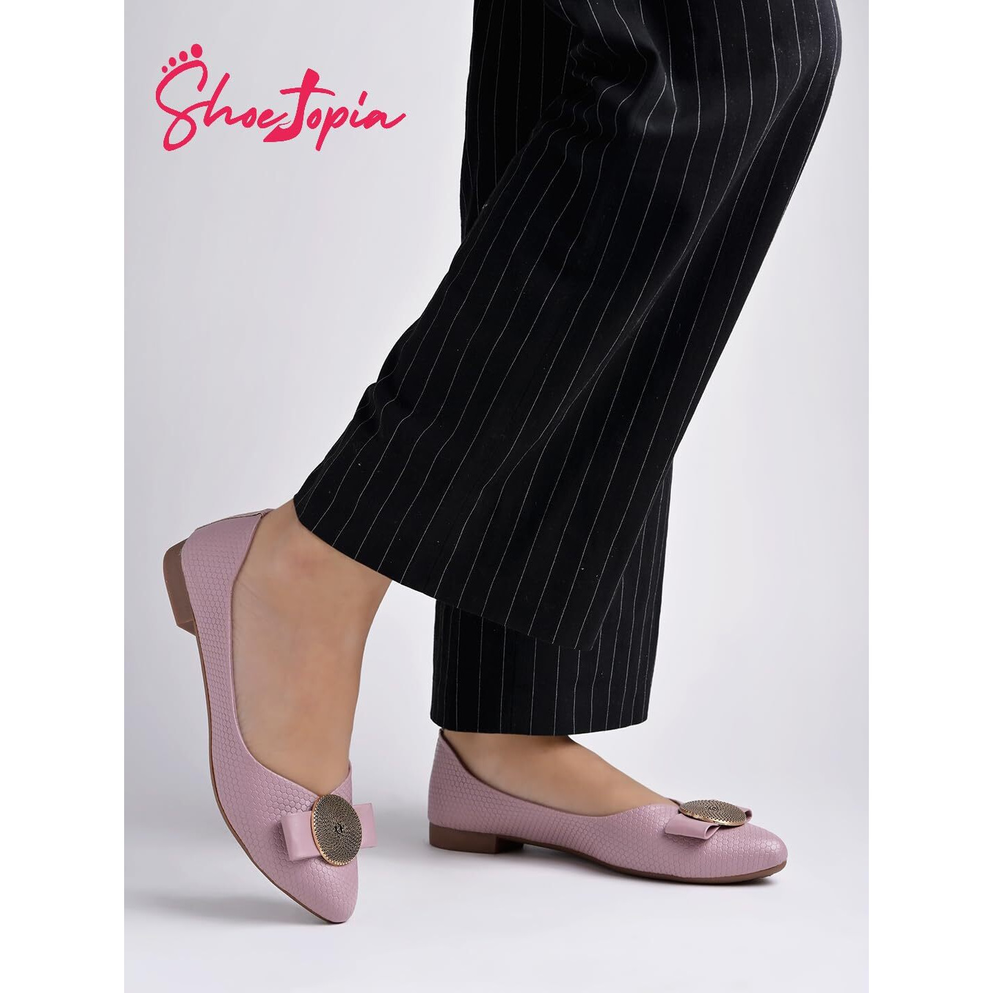 Shoetopia Oversized Bow Detailed Mauve Bellies For Girls-Eu38