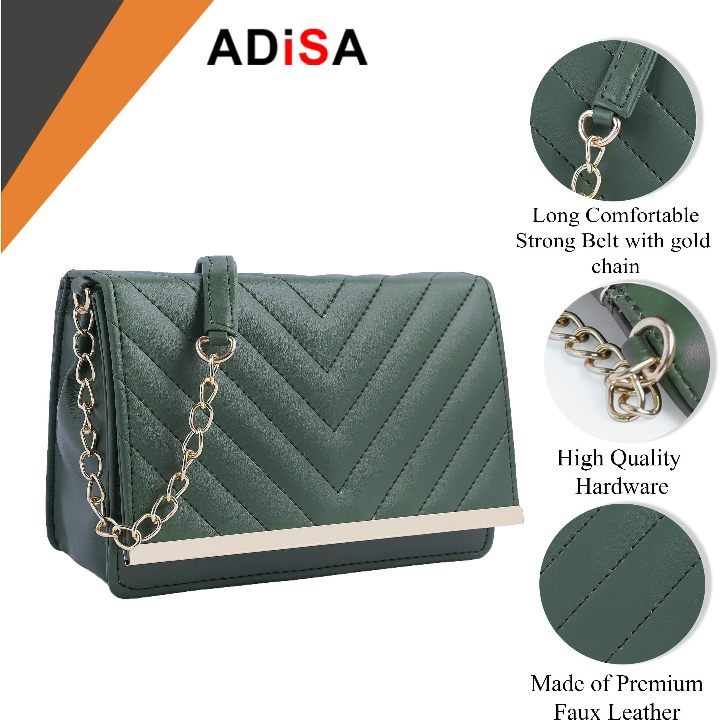 Adisa Sl5022 Women Girls Party Sling Bag (Dark Green)