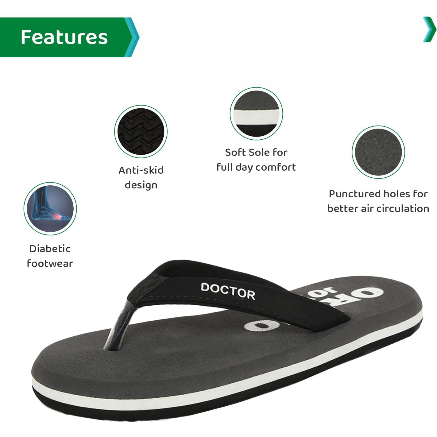 Ortho Joy Extra Soft Doctor Ortho Slippers For Men - Orth_Msp04_Gry_11
