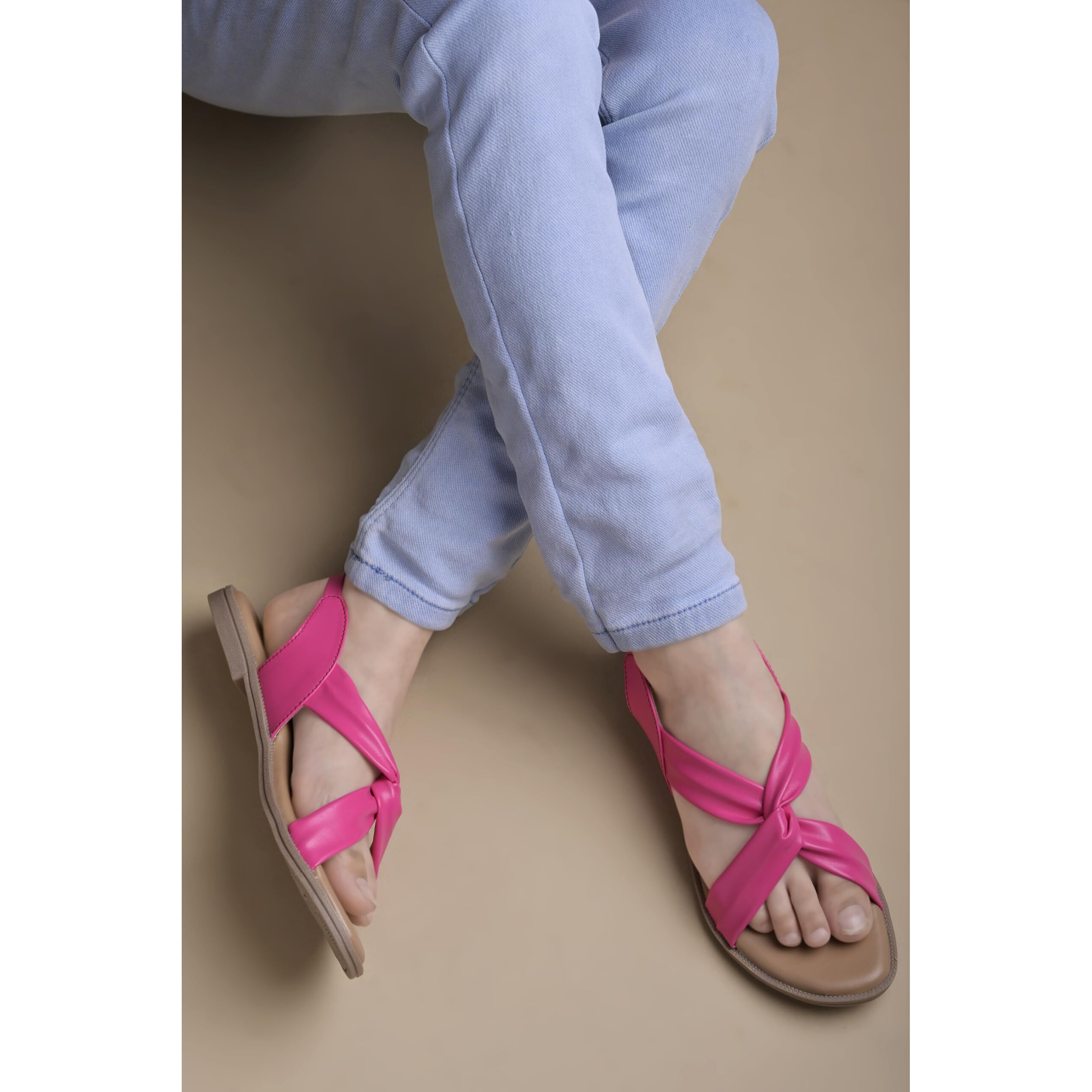 Shoetopia Cross Strap Magenta Flat Sandals For Women & Girls -Eu37