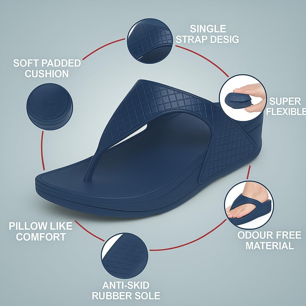 Ortho Joy Eva Slipper For Women || Waterproof & Everyday Flip Flops For Ladies || Slippers With Cushion Foot Bed || Anti-Slip Sole || Sweat Free