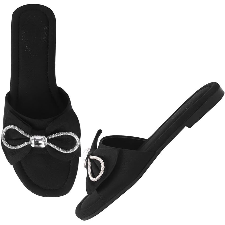 Shoetopia Women's Gf-16 Flat Sandal-8 Kids Uk (Gf-16-Black)-Eu41