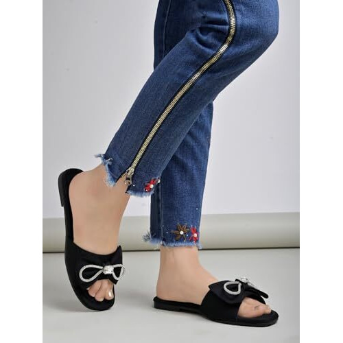 Shoetopia Women's Gf-16 Flat Sandal-8 Kids Uk (Gf-16-Black)-Eu41