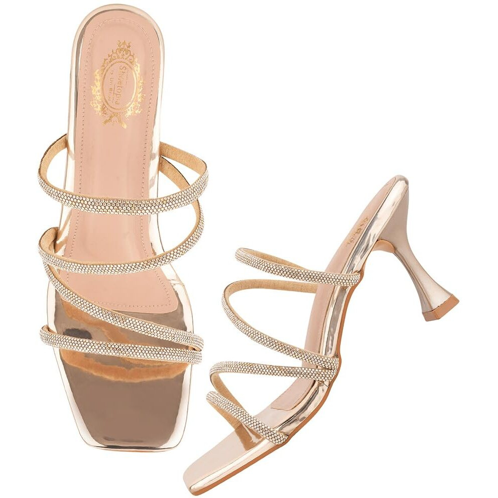 Shoetopia Golden Heels For Women /Eu37