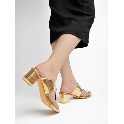 Shoetopia Girls Kh-5555 Golden Heeled Sandal - 8 Uk (Girls-Kh-5555-Golden)