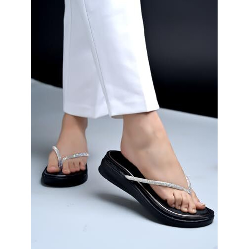 Shoetopia Embellished Strap Black Flats For Women & Girls /Eu38