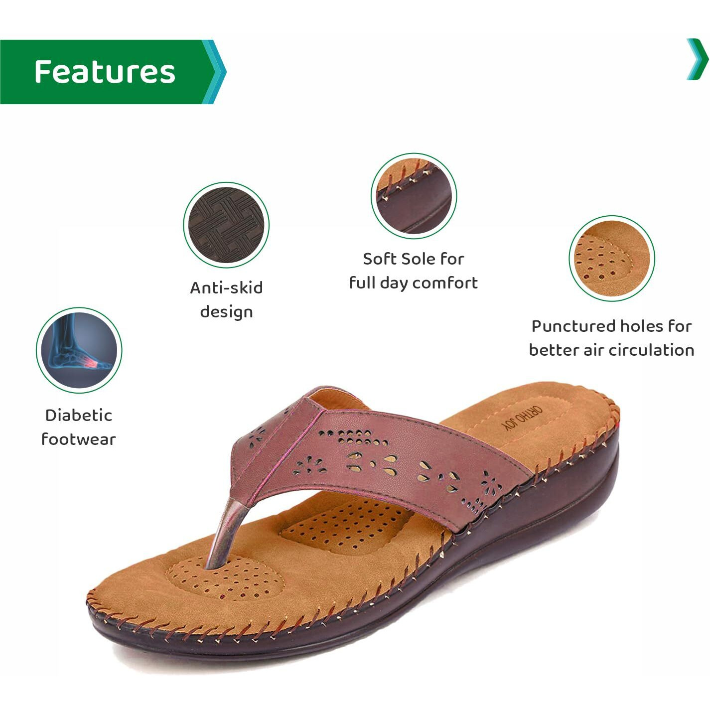 Ortho Joy Extra Soft Women's Doctor Ortho Slippers/Flip-Flops