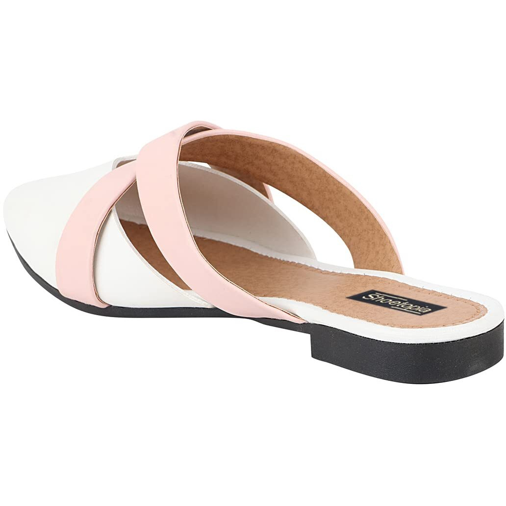 Shoetopia Women's Flat Mules White