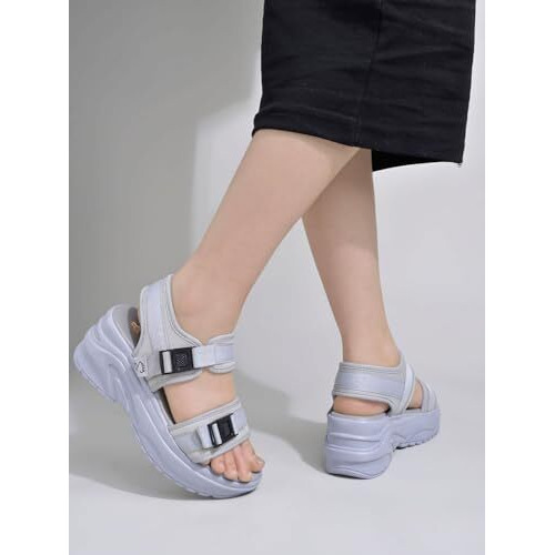 Shoetopia Women's Sandal-4 Kids Uk (Girls-Gem-Grey)-Eu37