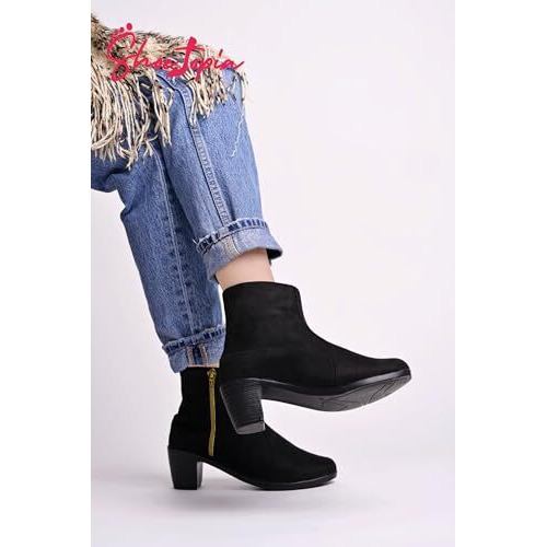 Shoetopia Women's Ankle Boot-5 Kids Uk (Girls-Bt-Surya-Black)-Eu38