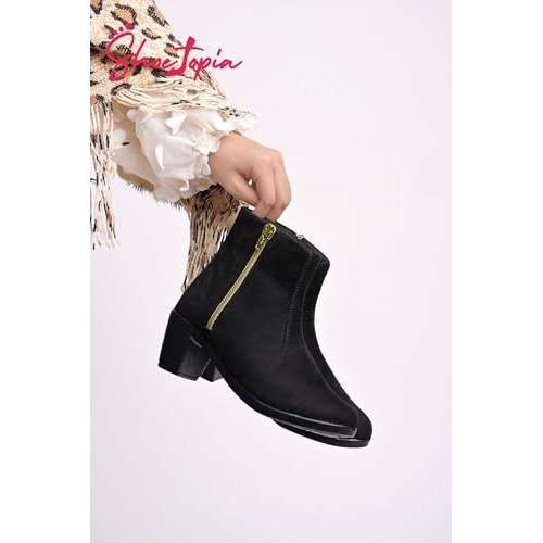 Shoetopia Women's Ankle Boot-5 Kids Uk (Girls-Bt-Surya-Black)-Eu38