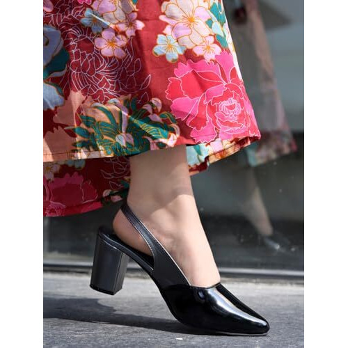 Shoetopia Smart Casual Glossy Upper Detailed Black Pumps For Women & Girls /Eu39