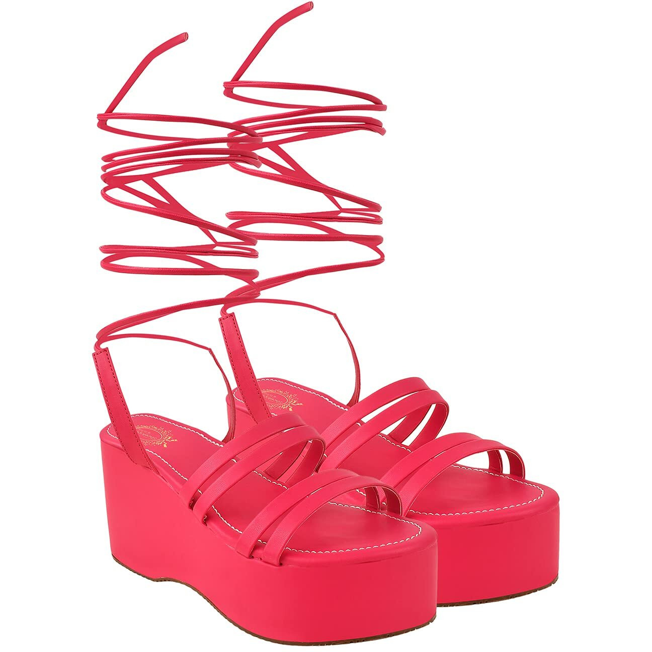Shoetopia Retro Style Pink Platform Heels For Women & Girls /Uk8