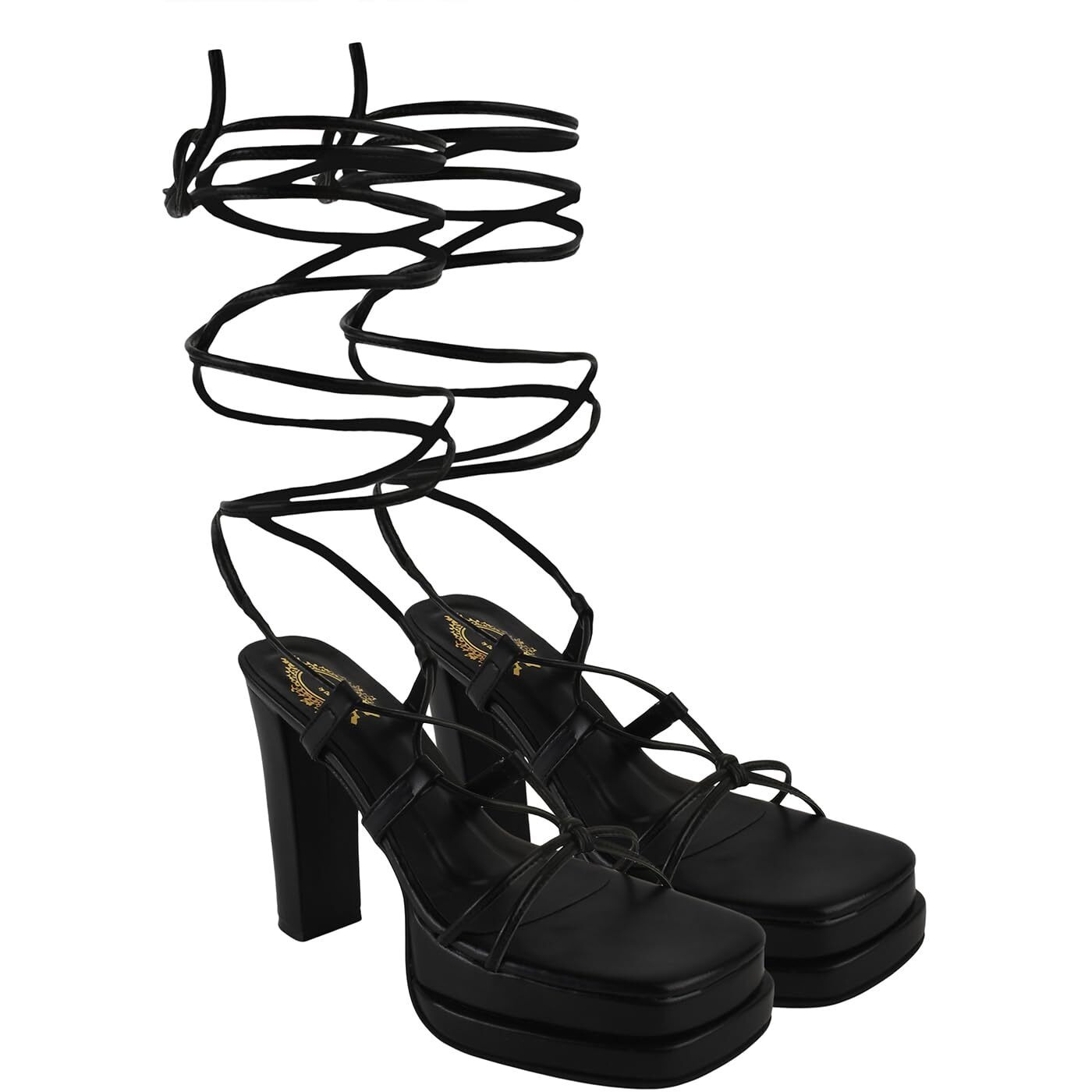 Shoetopia Girls Lux-A Black Heeled Sandal - 2 Uk (Girls-Lux-A-Black)