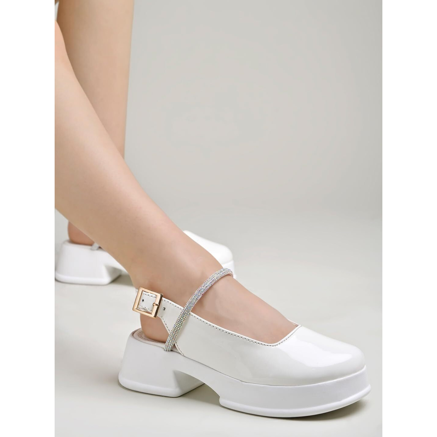 Shoetopia Round Toe White Pumps Bellies For Women & Girls-Eu36