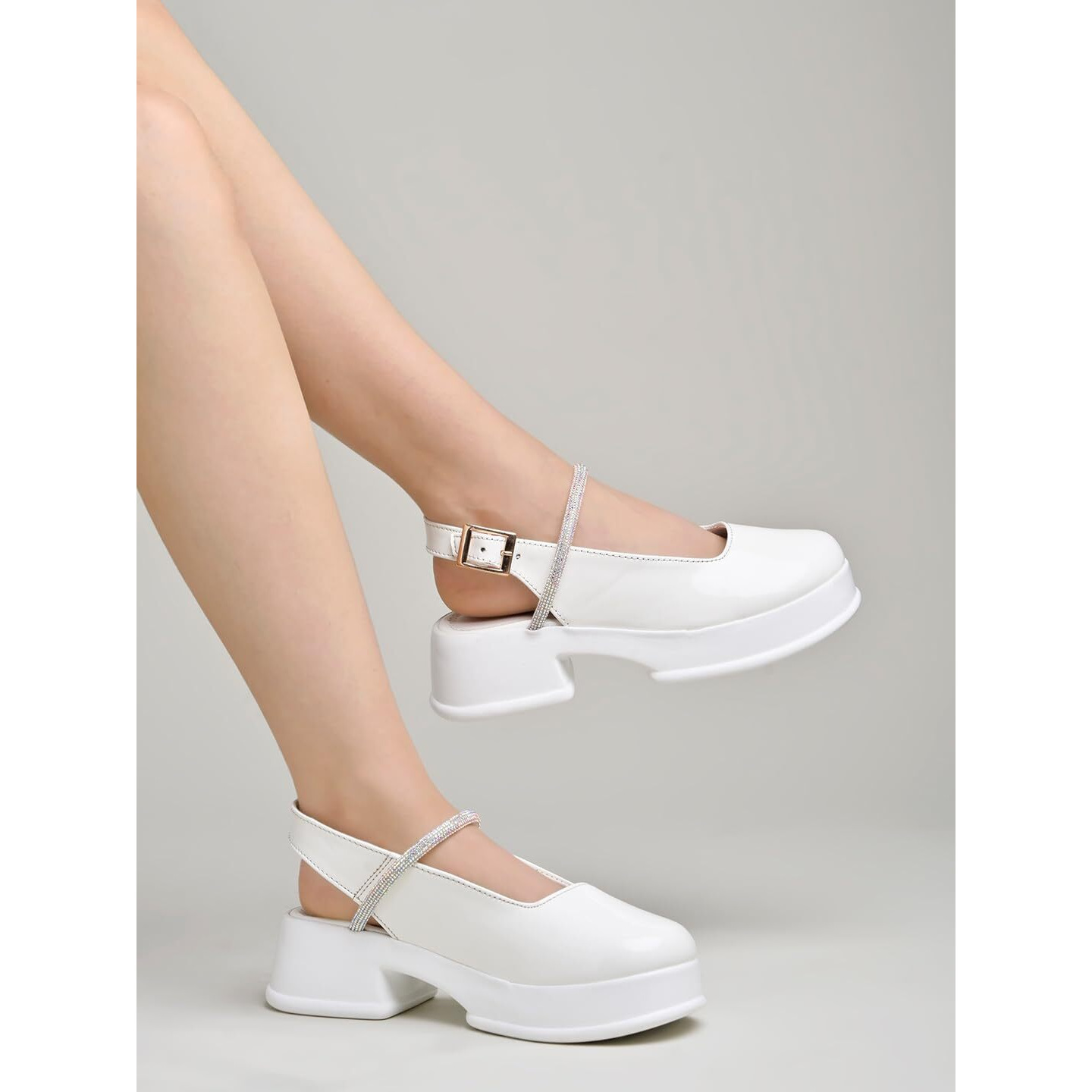 Shoetopia Round Toe White Pumps Bellies For Women & Girls-Eu36