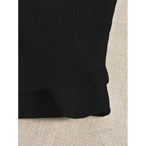 Toplot Women's V-Neck Solid Textured Tank Top (Collar-Tank-Top-5193-Black-Xl)