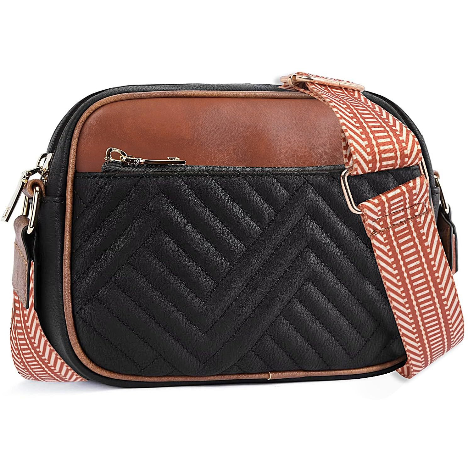 Adisa Women's Girls Color Block Cross Body Sling Bag With Printed Belt (Sl5150-Bla)