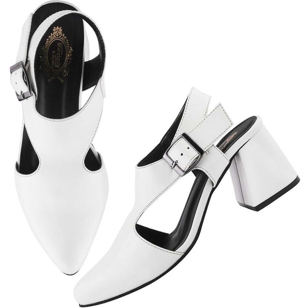 Shoetopia Solid Pointed Toe White Pumps For Women & Girls /Eu37