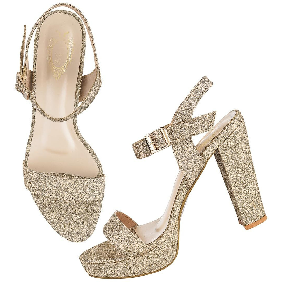 Shoetopia Women's Girls-Heel-1805 Heeled Sandal-5 Kids Uk (Girls-Heel-1805-Golden)-Eu38