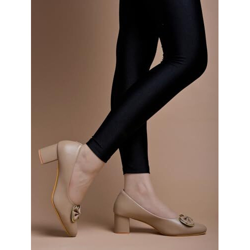 Shoetopia Pointed Toe Stylish Bow Beige Pumps For Women & Girls /Eu39