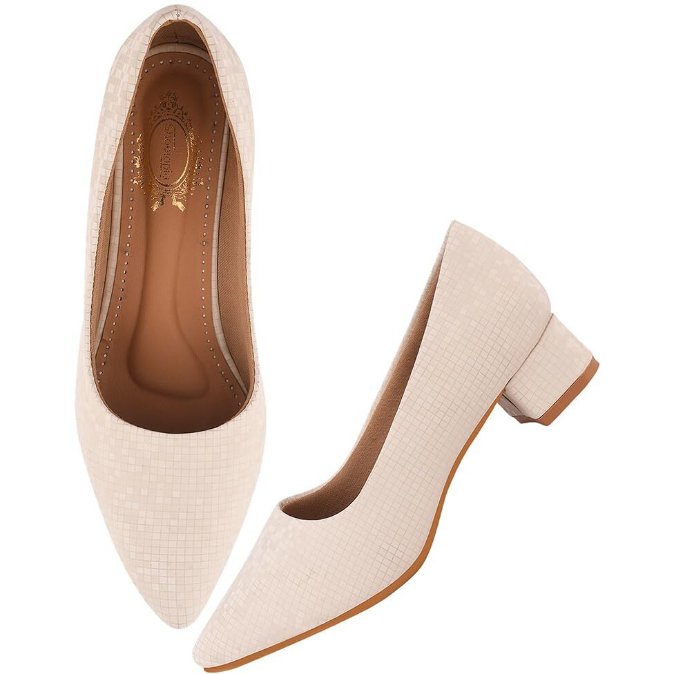 Shoetopia Embellished Shimmery Cream Pumps For Women & Girls. /Eu41