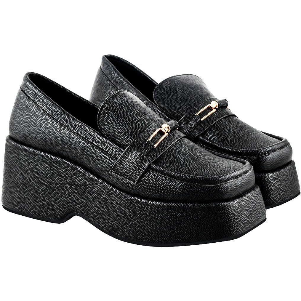 Shoetopia Stylish Solid Buckle Detailed Black Pumps For Women & Girls /Eu41